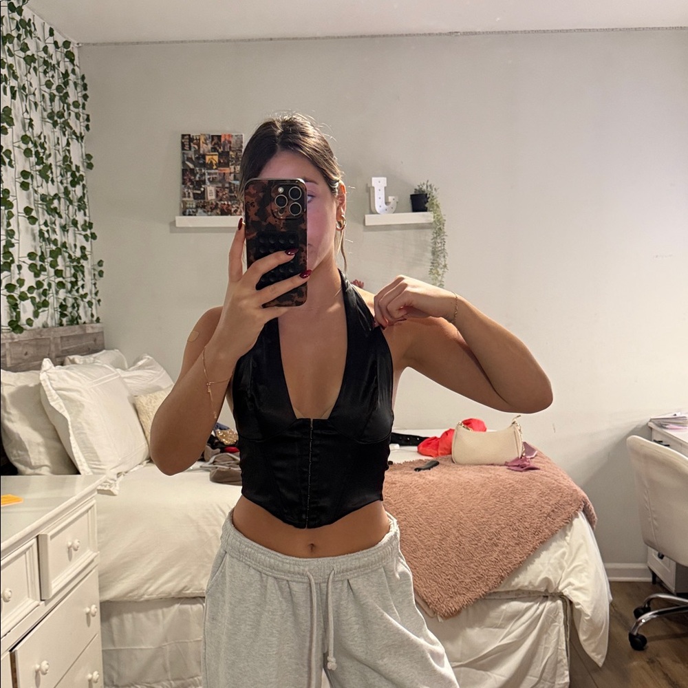 Black Halter Corset Top